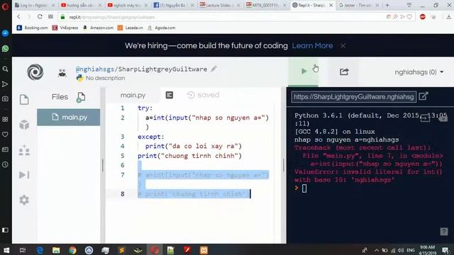 [Python cơ bản] Bài 7: exception python