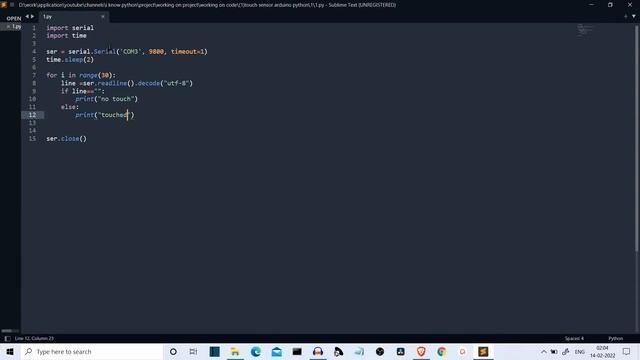 Arduino Capacitive Touch Sensor using Python