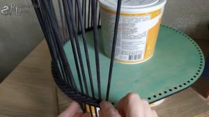 Плетение валика на фанерном донышке\ между отверстиями 1 см