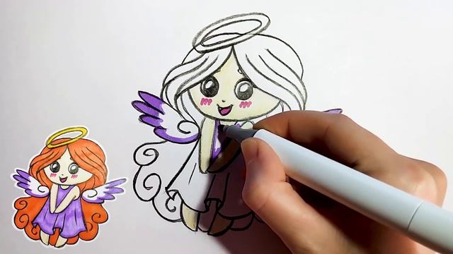 ? Coloring Kids ? Рисуем милого АНГЕЛОЧКА | Draw a cute ANGEL ?