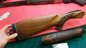 TOZ-34. (ТОЗ-34). Индивидуальный приклад и цевье с орнаментом "Плетёнка" из комлевого ореха. СТРЕЛА