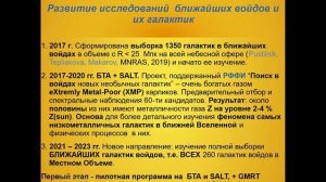 Пустильник С.А. Ближайшие войды и их галактики последние достижения и перспективы