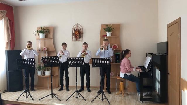 Квартет трубачей, старшая группа,  ансамбль, Поречская ДМШИ.