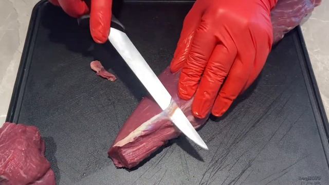 Филе-миньон из говяжьей вырезки, разделка ✅ #еда #кулинария #рецепты #grill #гриль смотреть онлайн