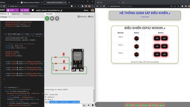 Control ESP32 via internet using WOKWI simulation and MQTT protocol смотреть онлайн