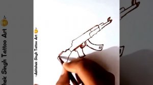 How to draw Ak 47 tattoo 👍 | Temporary Ak 47 tattoo at home with pen