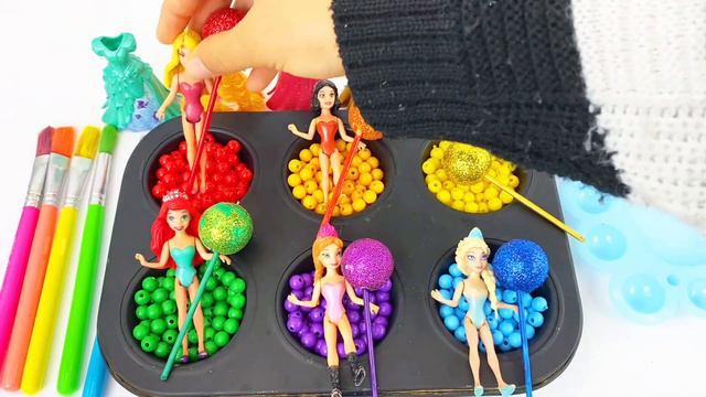 Oddly Satisfying l 6 Rainbow Sparkly Lollipops Stars FROM Mixinq Color Fruit Slimes & Cutting ASMR смотреть онлайн