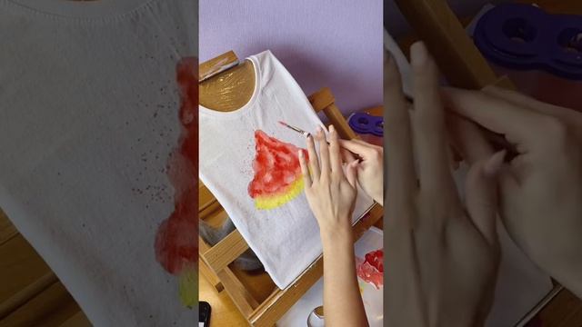 Рисуем арбуз на футболке / Урок рисования на футболке «Акварельный арбуз» для начинающих смотреть онлайн