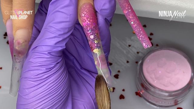🩷 PINK GLITTER ACRYLIC NAILS TUTORIAL XL COFFIN 🌸 смотреть онлайн