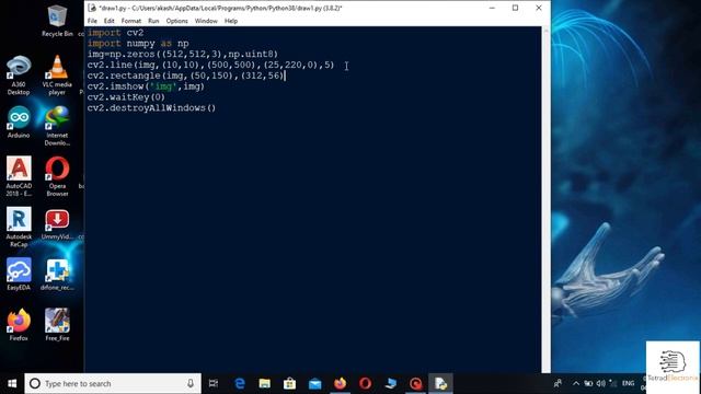 How to draw shapes and add text to an image using OpenCV ? | OpenCV 8th video.