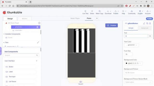 Piano App on Thunkable
