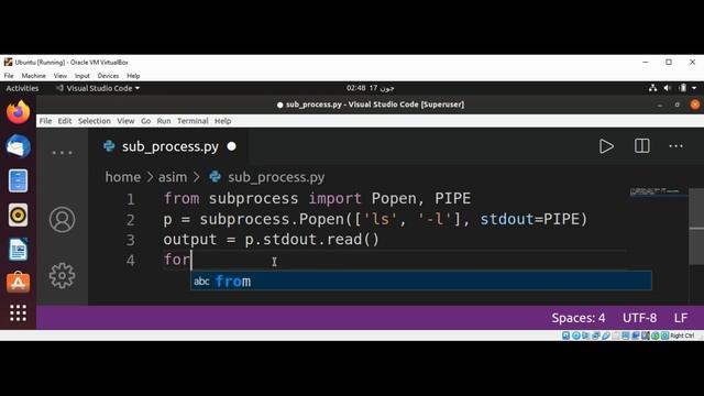 Python subprocess for directory listing