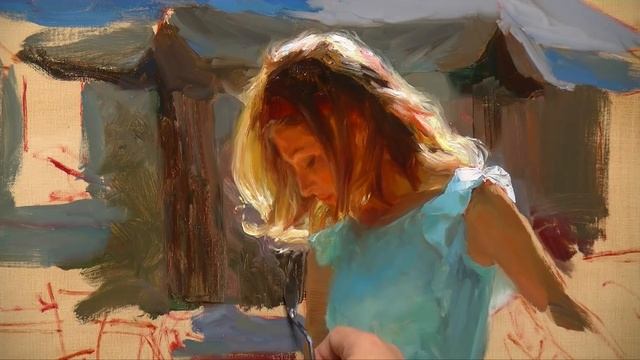 Girl in turquoise dress oil painting time lapse by Vladimir Volegov смотреть онлайн