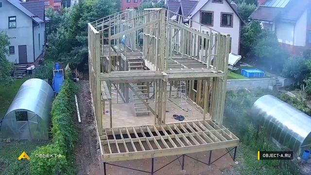 Строительство дома по типовому проекту в стиле Барнхаус со вторым светом. смотреть онлайн