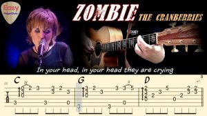 💥Zombie -The Cranberries💥Easy Fingerstyle Guitar TutorialㅣDolores O'RiordanㅣTabs&LyricsㅣGuitar Cove