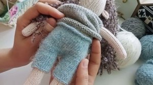 Готовые работы. Вязальный процесс. Мишка  спицами.