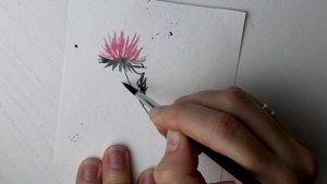 Простой цветок акварелью - Астра