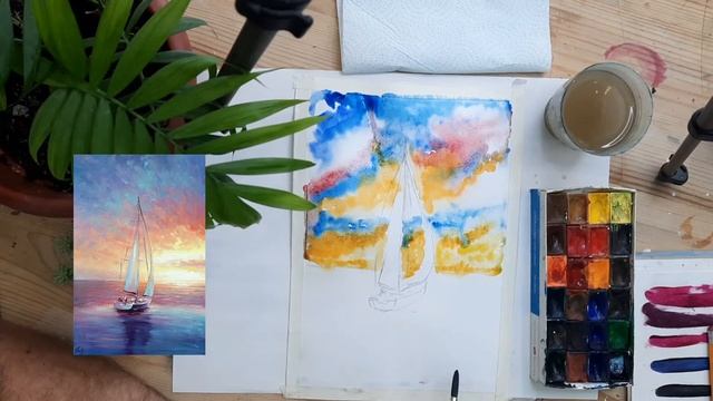 Основы рисования акварелью. техника рисования по сырому.