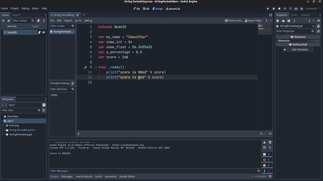 String Formatting in Godot