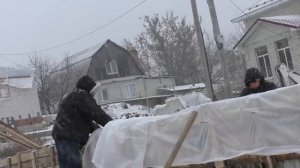 Заливка армопояса по ФБС блокам зимой! Прогрев и утепеление.