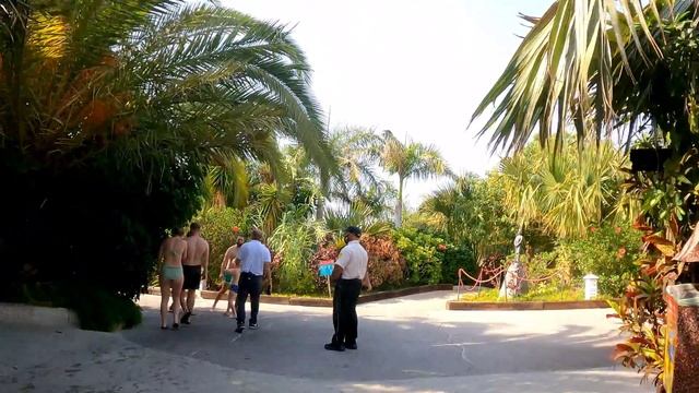 Beach walk in Siam Park. Siam beach in the south of Tenerife. Spain 4K