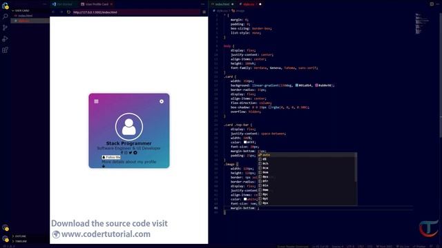 Building an User Profile Card Design Using HTML & CSS