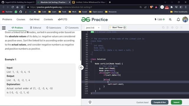 Day 172 - Absolute List Sorting | LinkedList | GFG POTD 21 Dec