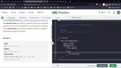 Day 172 - Absolute List Sorting | LinkedList | GFG POTD 21 Dec