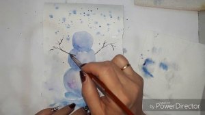 Живопись акварелью.
 Снеговик_