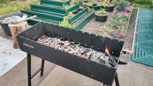 Дачные радости. Обед на свежем воздухе. Наша обновка для дачи - мангал складной " Unikit ОБЗОР