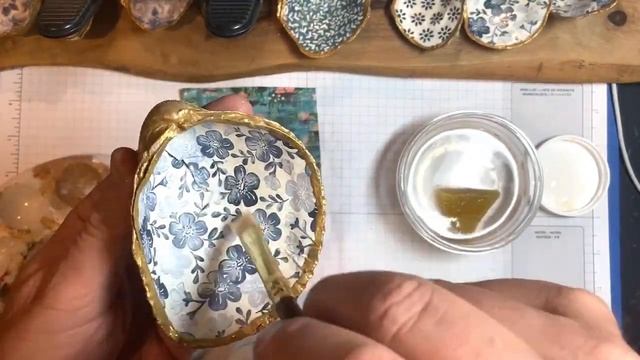 DIY, how to decoupage oyster shells using Stampin UP! Designer Series Papers. смотреть онлайн