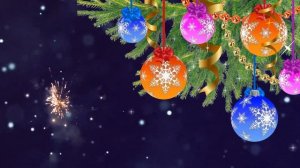 Новогодний фон 2022 - на прозрачном фоне с местом для текста. Шары, блестки, салют, ветки ели, боке