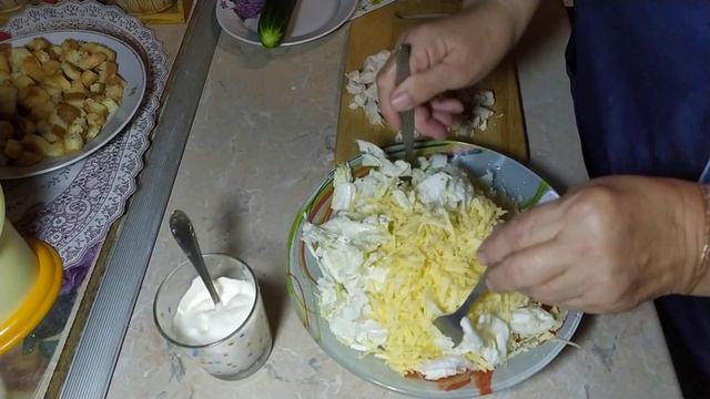 Салат"Обжорка" с курочкой. Простой и оригинальный рецепт на праздничный стол!