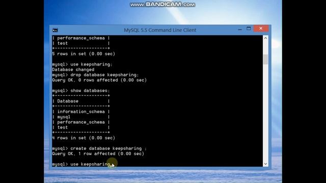 Run SQL Query : create and drop Database and Table