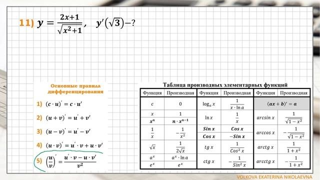 Нахождение производной сложной функции. Примеры 10-12.
