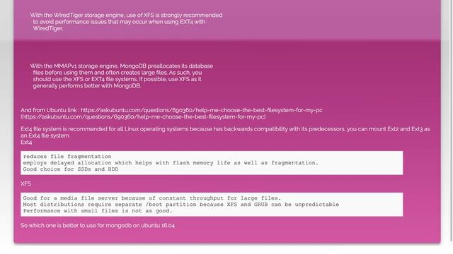 XFS or ext4 filesystem mongodb server on Ubuntu machine?