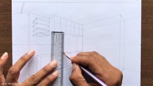 How to Draw a Kitchen in 2-Point Perspective Step-by-step