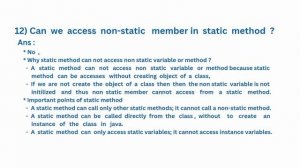 12. can we access non-static member in static method | java interview question | Siddharth Lecture