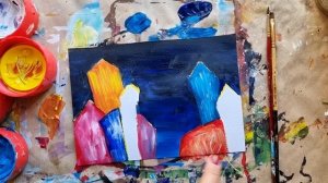 СКАЗОЧНЫЙ ГОРОД |Поэтапное рисование  красками для детей?