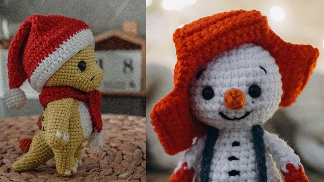 Вязаный крючком снеговик ⛄, бесплатное описание. новогодний колпак для динозавра смотреть онлайн