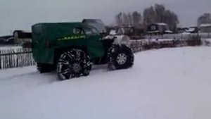 Самодельный пневмоход по снегу.