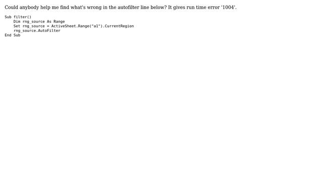 VBA AutoFilter gives runtime error 1004 смотреть онлайн