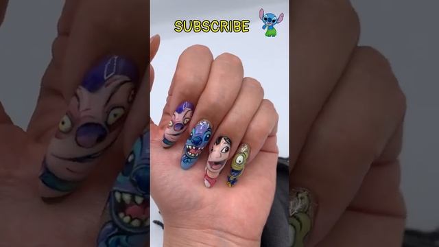 Лило и Стич - роспись гель лаком! Больше на моем канале! Lilo & Stich freehand nail art! #Shorts