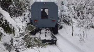 За дровами в лес, с братом на каракате. Зимний лес. Каракат с двигателем от оки.