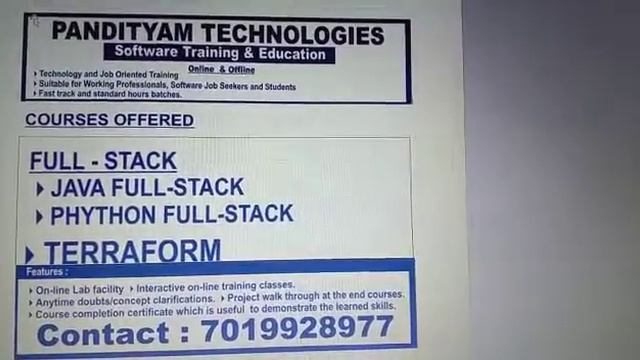 Software Training - Python Full-Stack, Java full-stack, Terraform