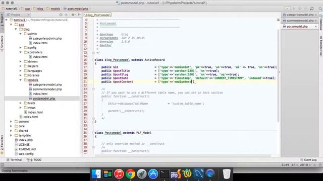 PLF PHP Framework Tutorial - Create a comment and post model