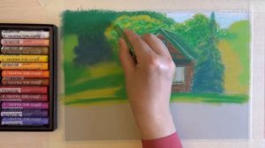 Рисование масляной пастелью дом у озера | House by the lake | Soft oil pastels gallery by mungyo