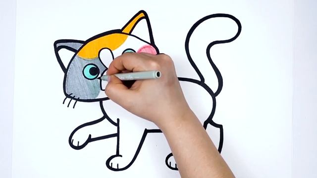 Рисование и раскраска странная КОШКА для детей. Шаг за шагом. Уроки рисования. смотреть онлайн