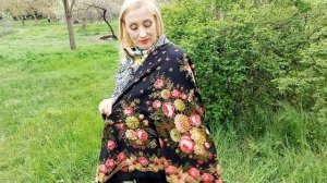 #ПавловопосадскиеПлатки Павловопосадский платок,,Черные глаза,,вид 18