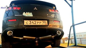 NeX® Mitsubishi Lancer X 2007+. Глушитель раздвоенный & насадки Ø101 мм. В фас